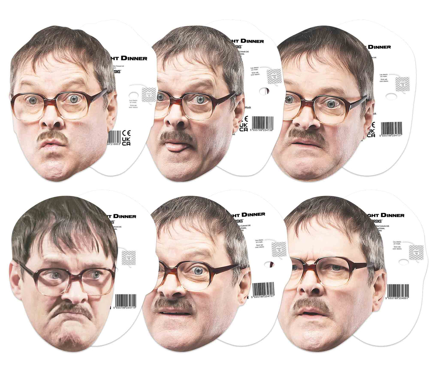 SMP460 Jim Emotions Friday Night Dinner  Variety Six Pack Cardboard Face Masks