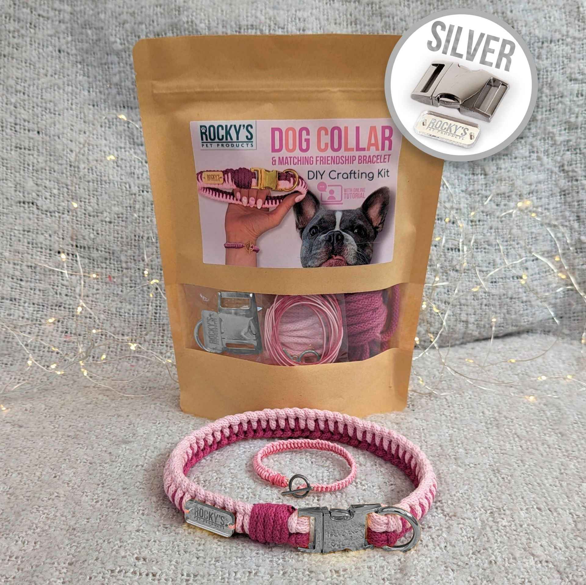 Make Your Own Dog Collar & Friendship Bracelet Craft Kit - PINK