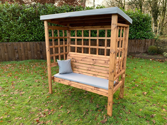 Charles Taylor Trading Bramham Three Seat Arbour Grey With Grey Cushion Brown