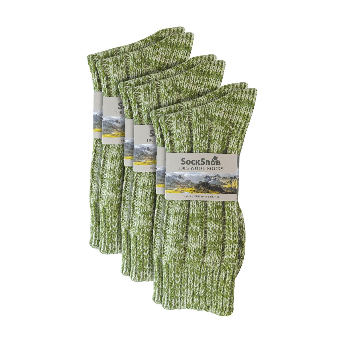 3 Pack Mens 100% Wool Socks with Reinforced Heel and Toe
