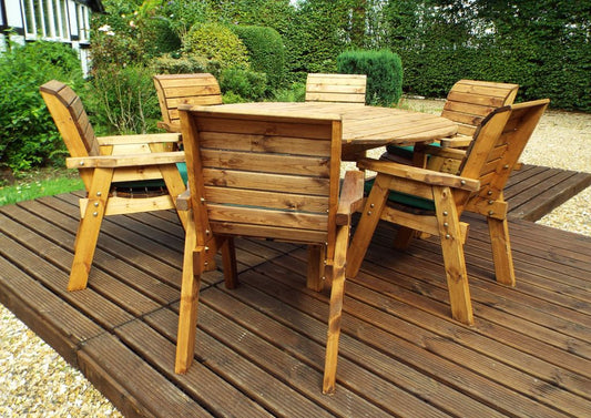 Charles Taylor Trading Six Seater Circular Table Set With Green Cushion Brown