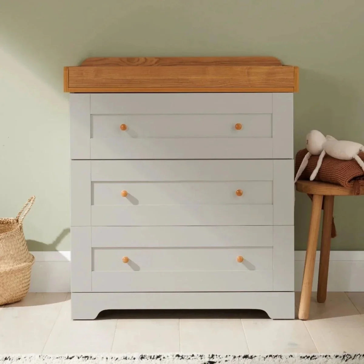Tutti Bambini Rio Chest Changer - Dove Grey/Honey Oak