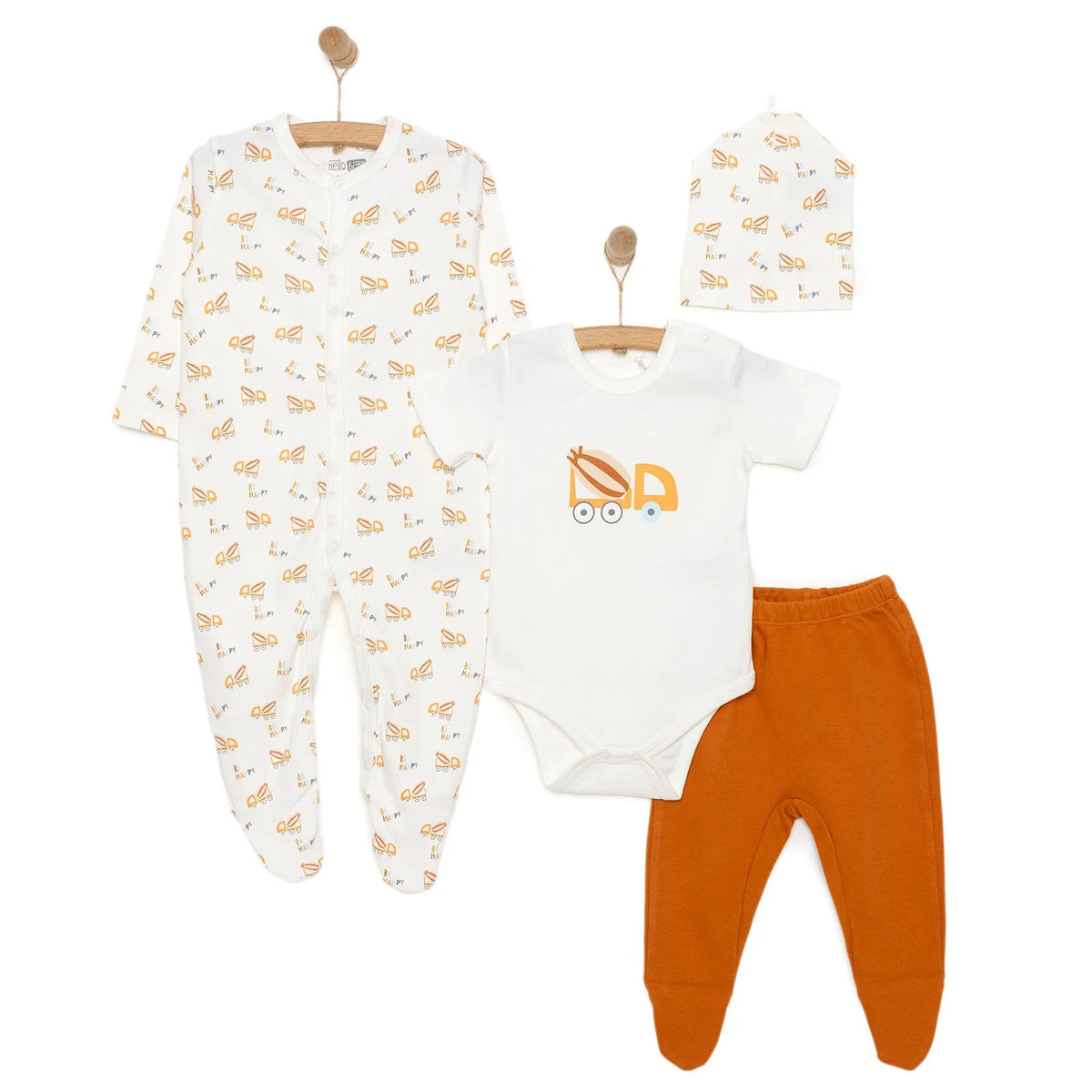 HelloBaby Truck Print 4 Piece Baby Hospital Bag Set (Newborn to 9 Months)