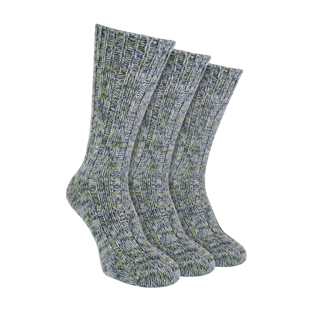 3 Pack Mens 100% Wool Socks with Reinforced Heel and Toe