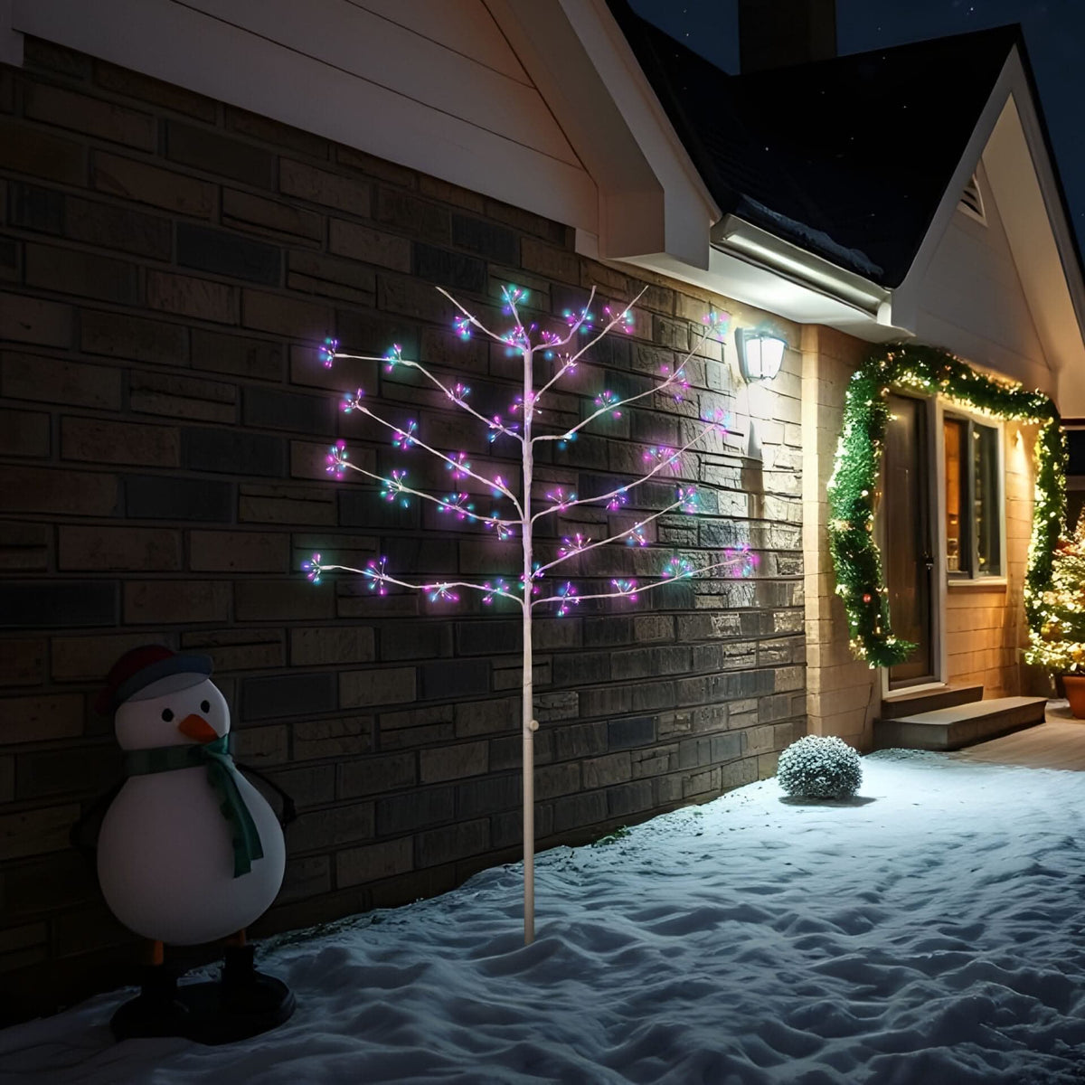 180cm White Christmas Twig Tree with 480 Multicoloured LEDs