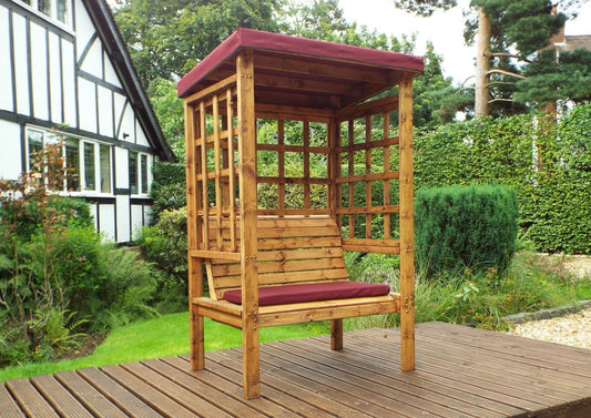 Charles Taylor Trading Bramham Two Seat Arbour Burg With Burgundy Cushion Brown