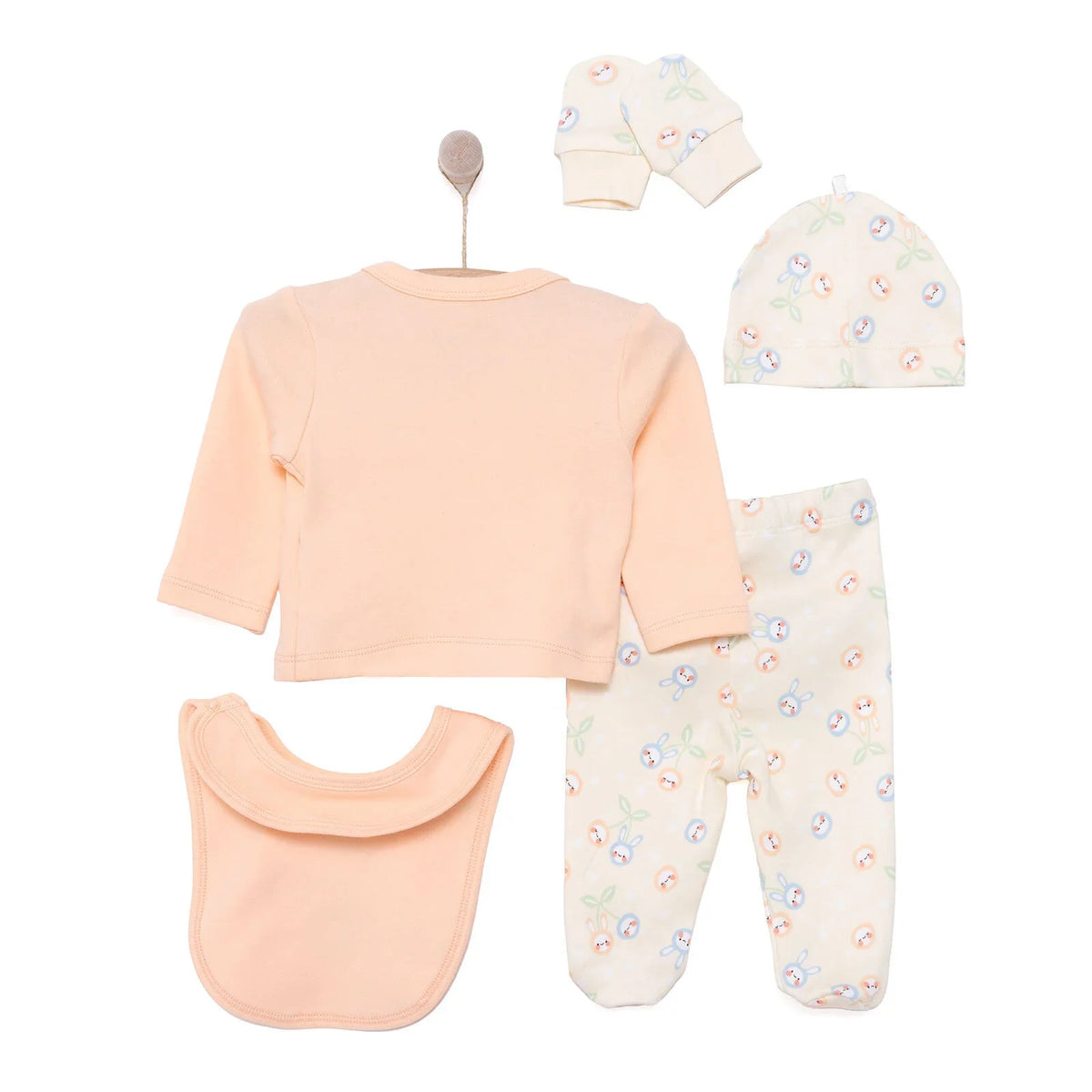 HelloBaby 5 Piece Cherry Print Envelope Neck Baby Hospital Bag Set (Newborn)