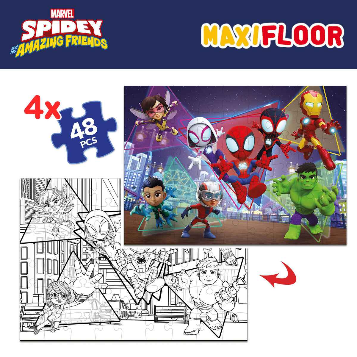 4-Puzzle Set Spidey 35 x 1,5 x 25 cm 48 Pieces (6 Units)
