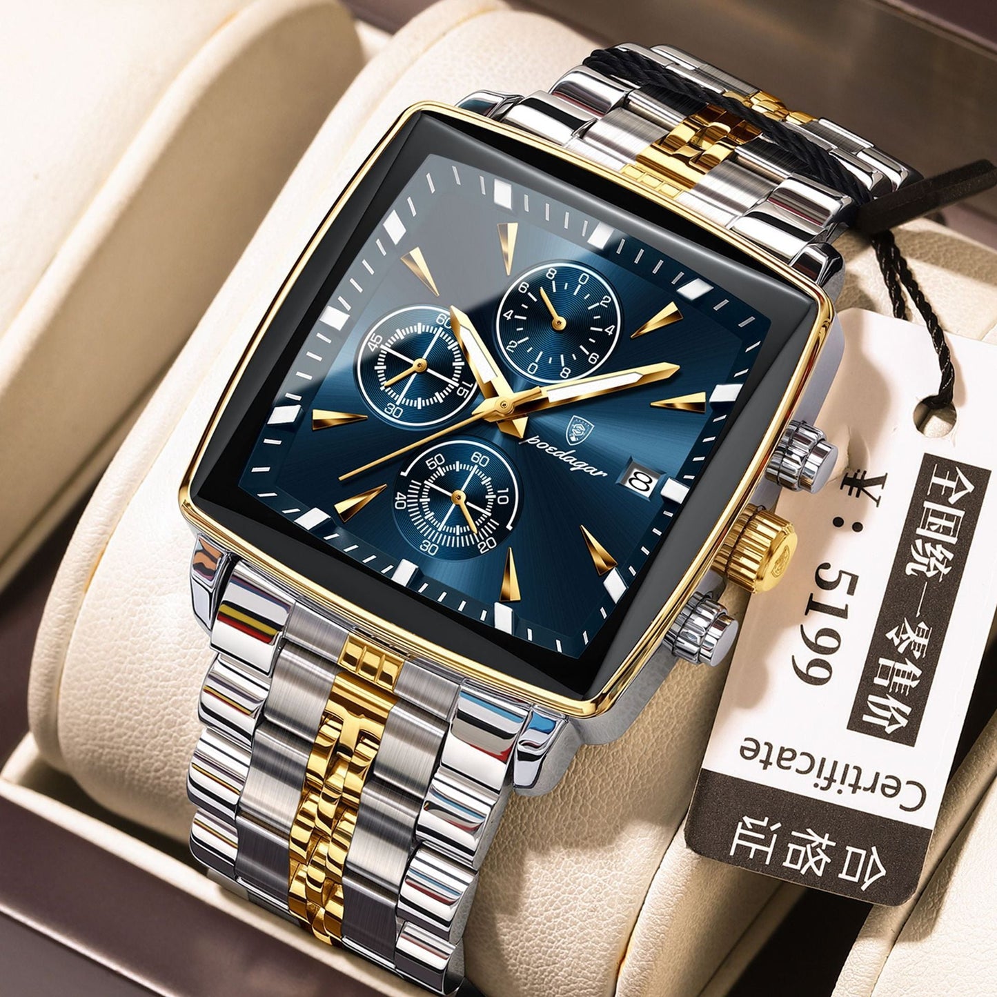 Square Men's Watch Multifunctional Business Quartz