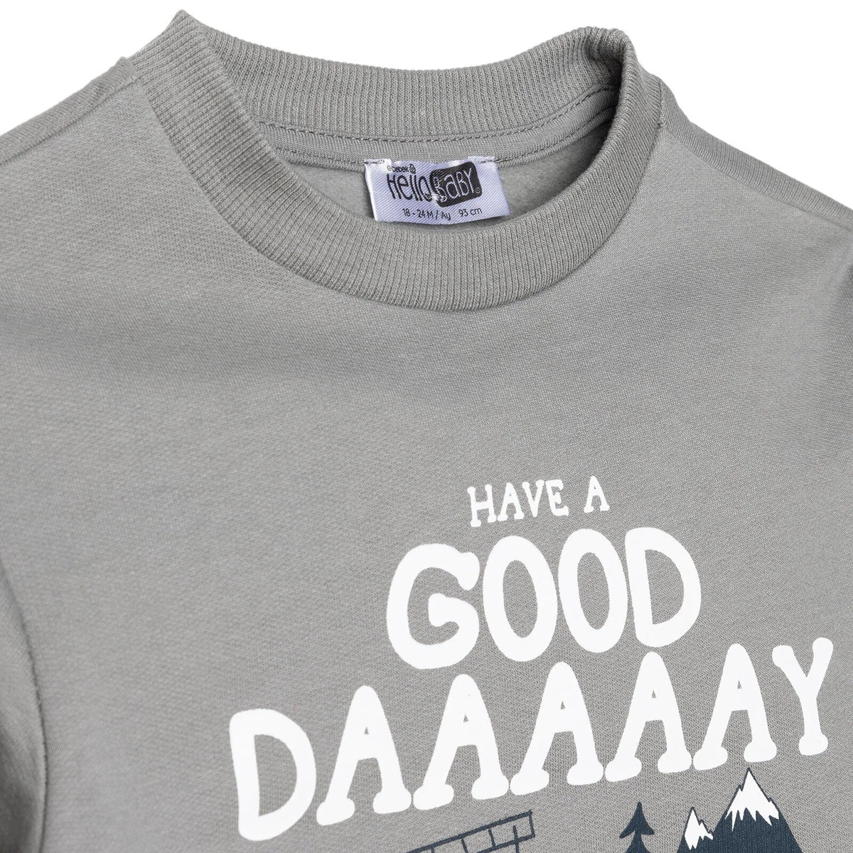 HelloBaby "Have a Good Daaaaay" Slogan Brushed Baby Sweatshirt & Joggers Set (3-6 Months to 4-5 Years)
