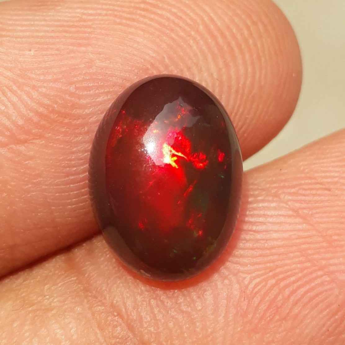 3ct Opal for Sale - Black Fire Opal - October Birthstone - 12x9mm