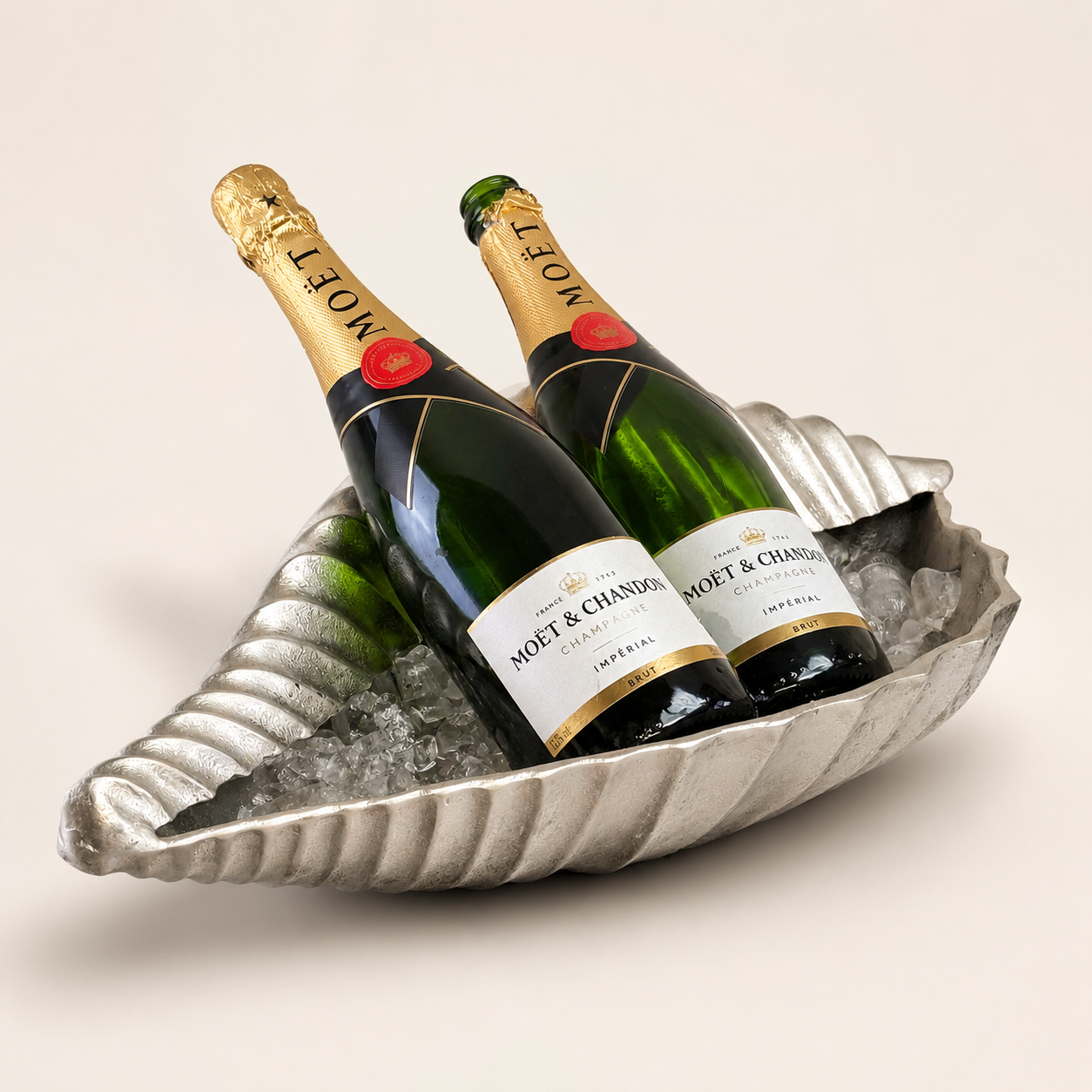 Clam Shell Champagne Ice Bucket & Silver Wine Cooler Bowl