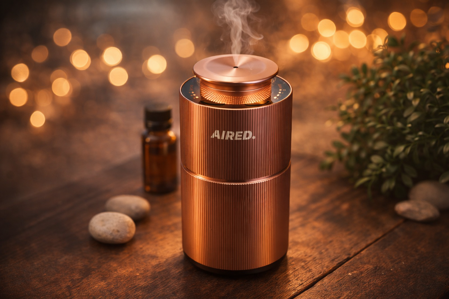 Aura In-Car / Home Mini Luxury Electronic Rechargeable Essential Oils Diffuser By AIRED. (ROSE GOLD)