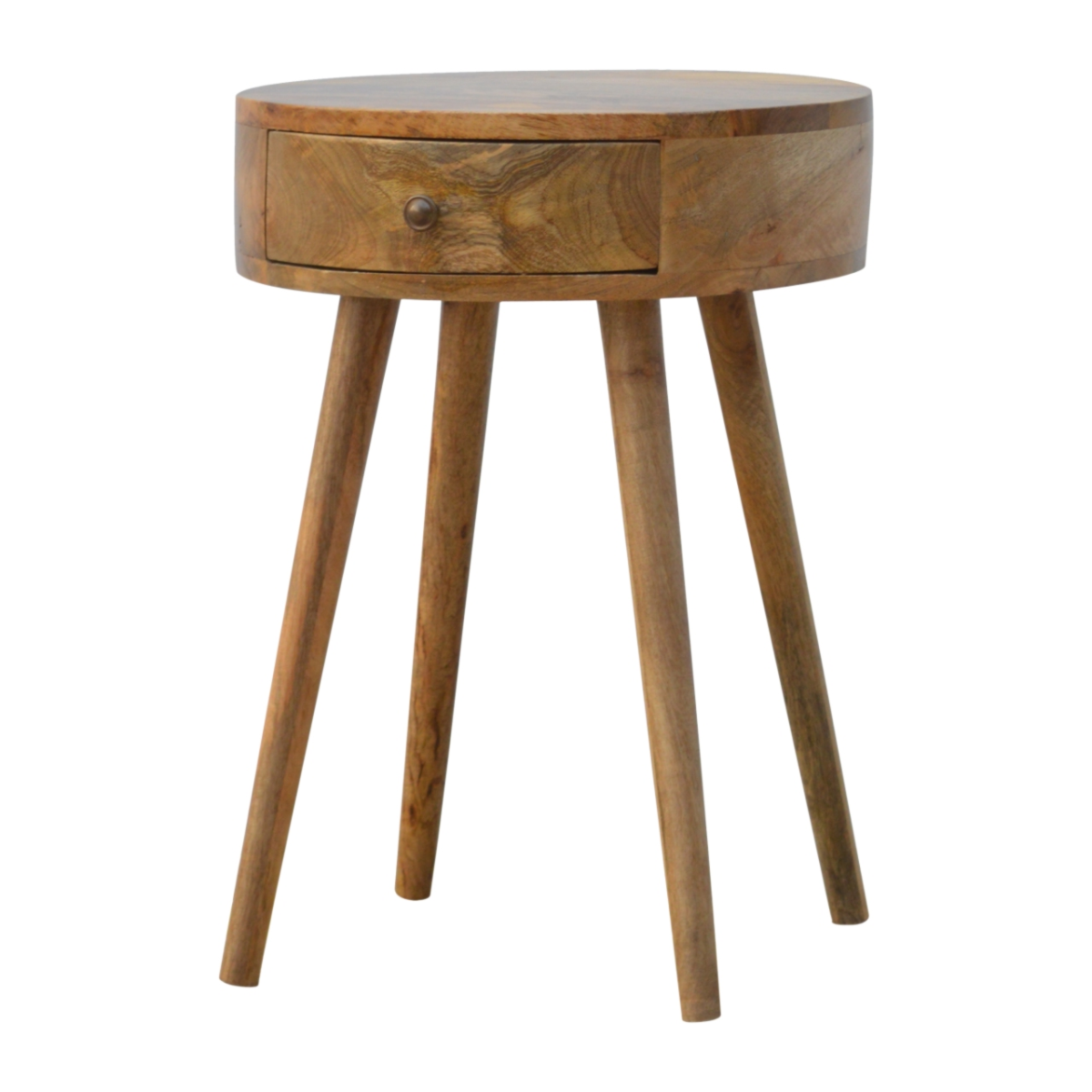 Artisan Furniture Solid Wood Nordic Circular Shaped Bedside