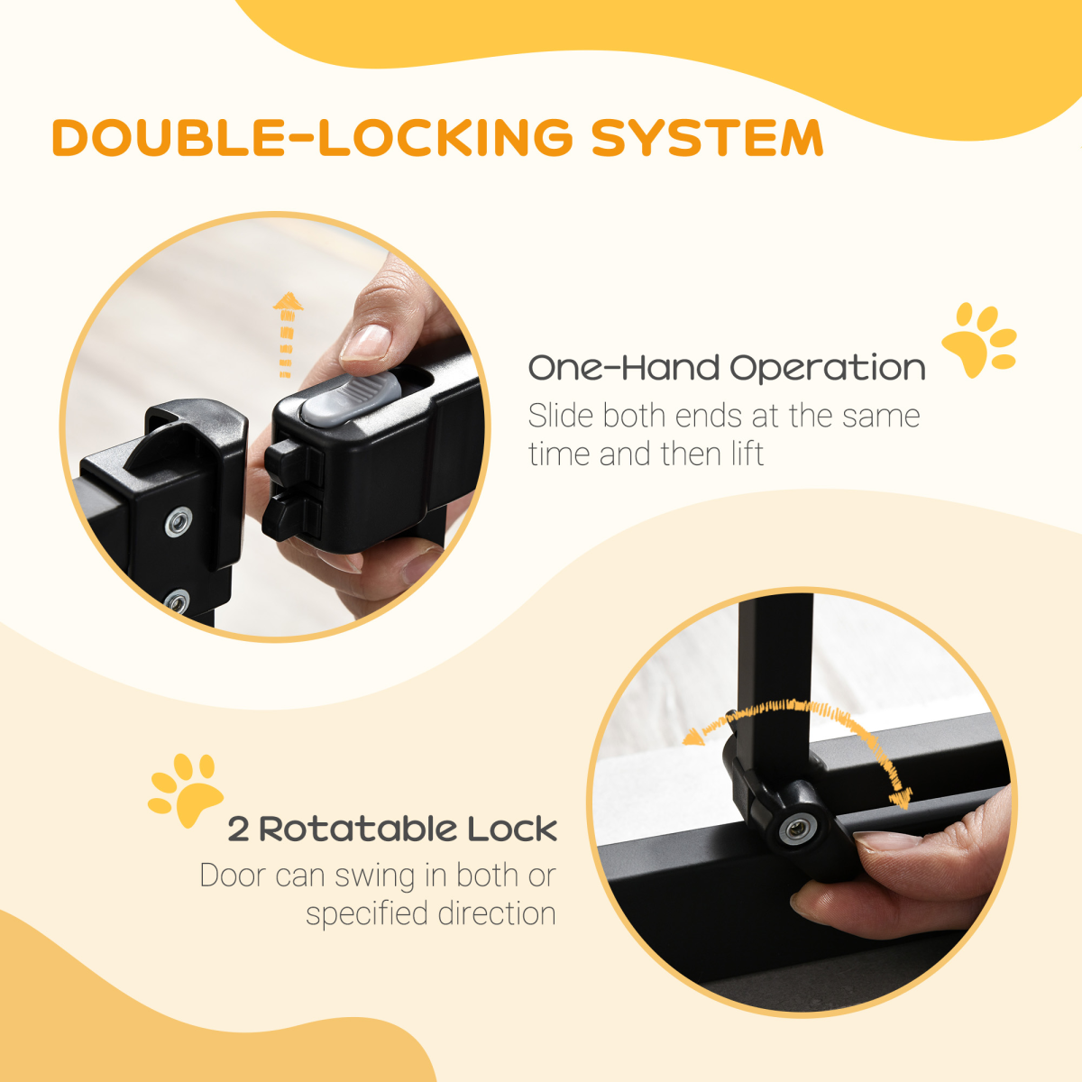 74-80cm Adjustable Metal Pet Gate Safety Barrier w/ Auto-Close Door Black