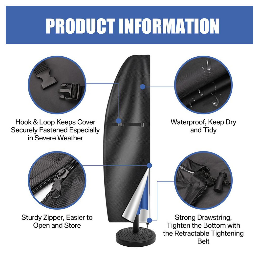 280cm Garden Parasol Cover Patio Umbrella Heavy Duty Waterproof Furniture Protector