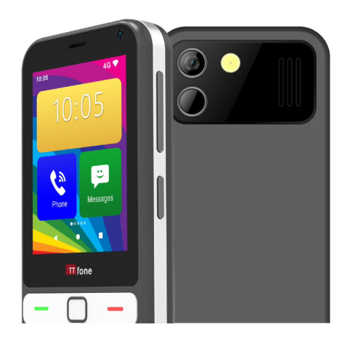 TTfone TT280  Simple 4G Dual SIM Bar Phone with Android, 2.8" Touchscreen, Keypad, 2MP Camera, USB-C - Easy to Use Unlocked Mobile (with Mains Charger and O2 Sim Card)