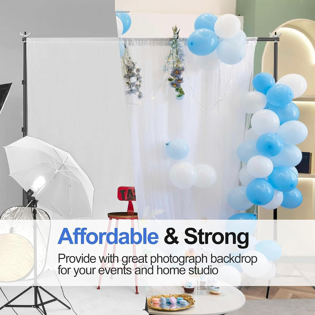 Backdrop Stand 3x2.6m Adjustable Photo Studio Support Kit with Bag EMART