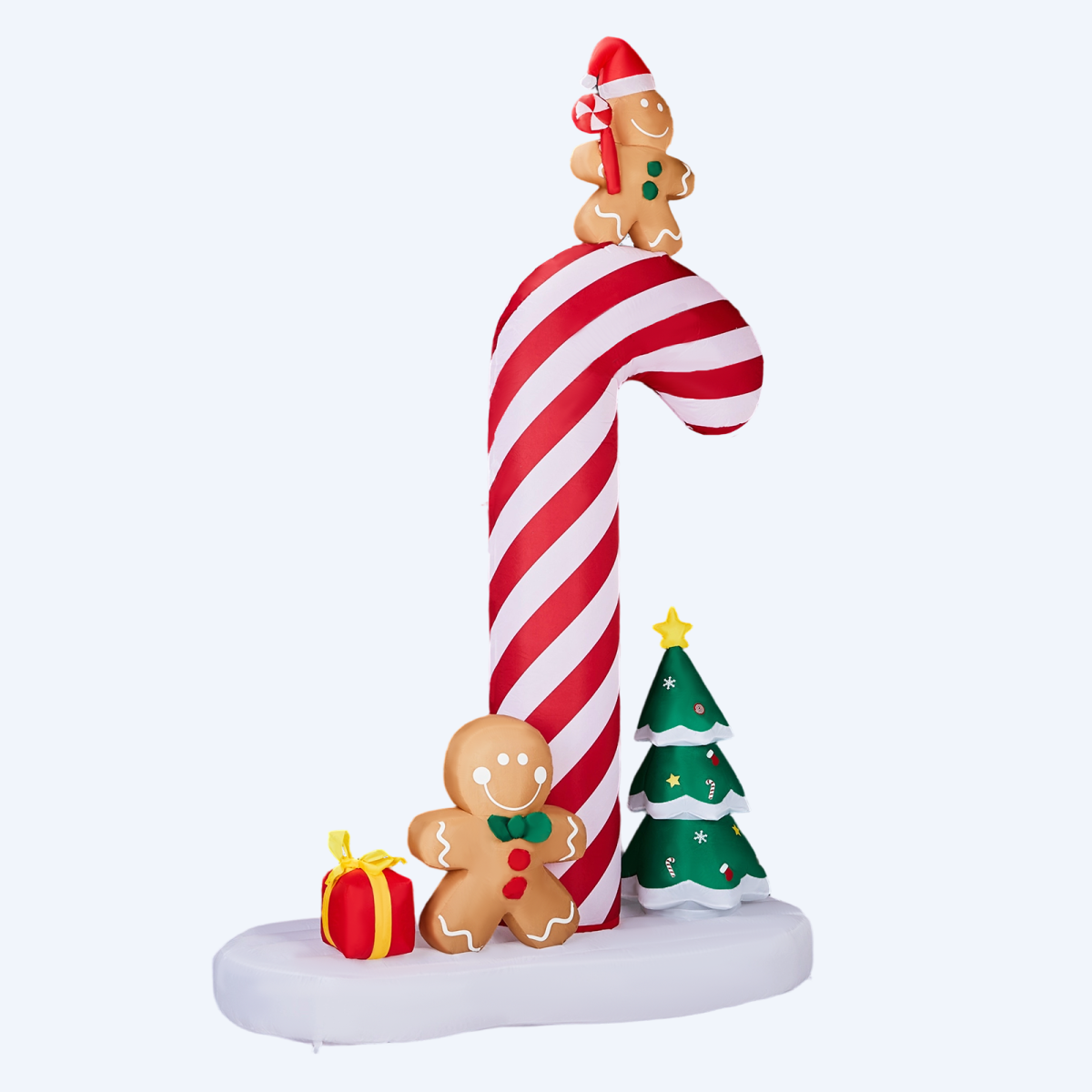 2.45M Lighted Christmas Inflatable Decoration, Inflatable Giant Candy Cane with Gingerbread Men, Funny Blow Up Yard Decorations with Built-in LED Lights for Holiday Party Front Yard Lawn Garden Decor