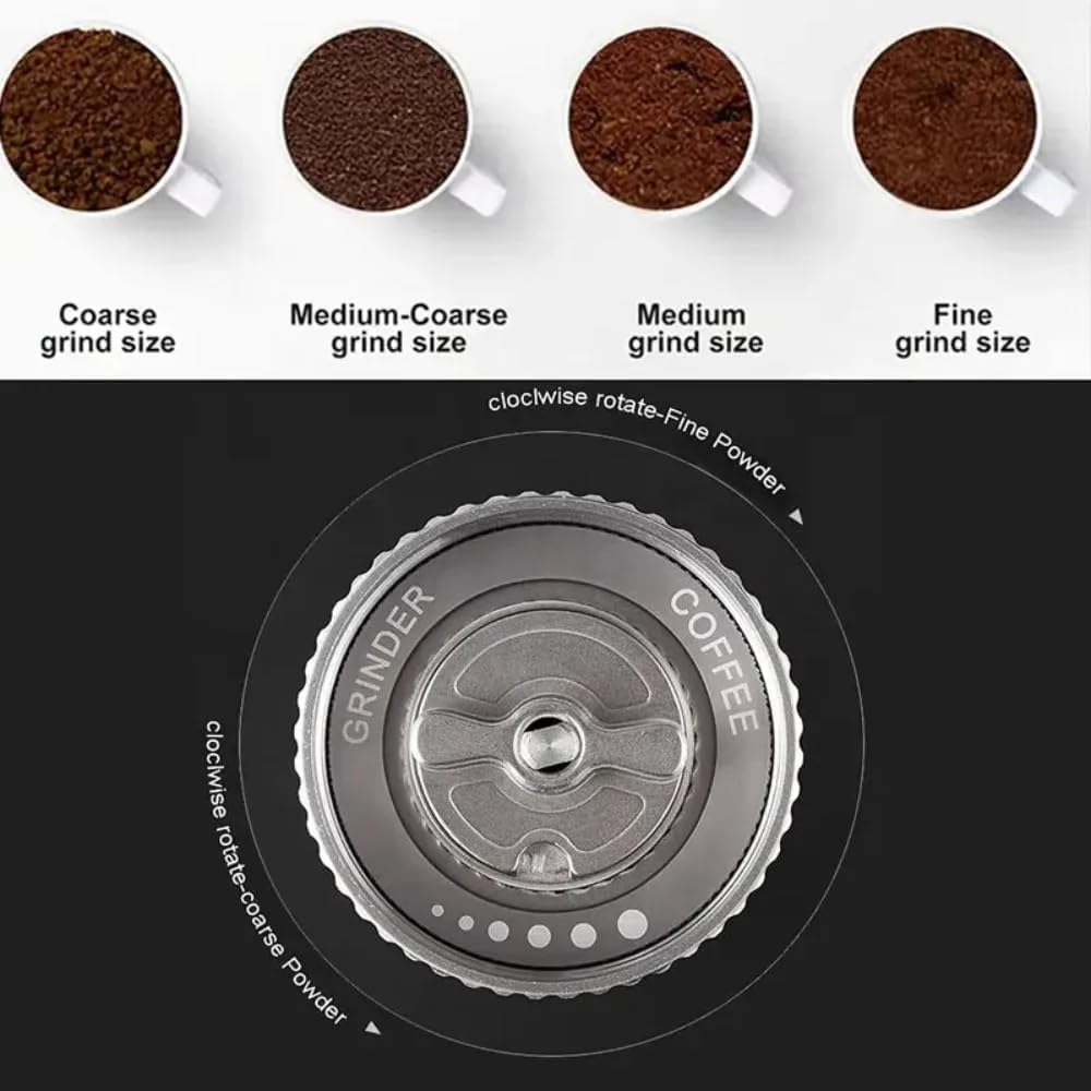 Manual Coffee Grinder Stainless Steel Burr Adjustable Hand Crank Portable Coffa