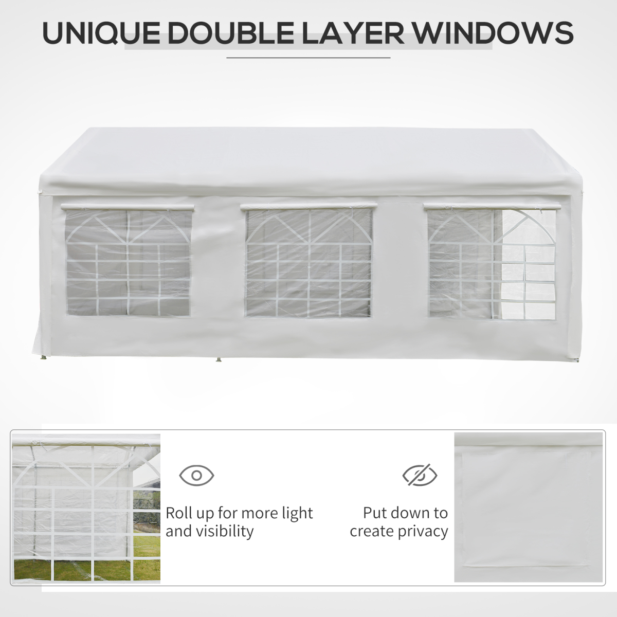 20 x 10  Car Tent Outdoor Car Canopy Shelter Water-Resistant Sidewall White