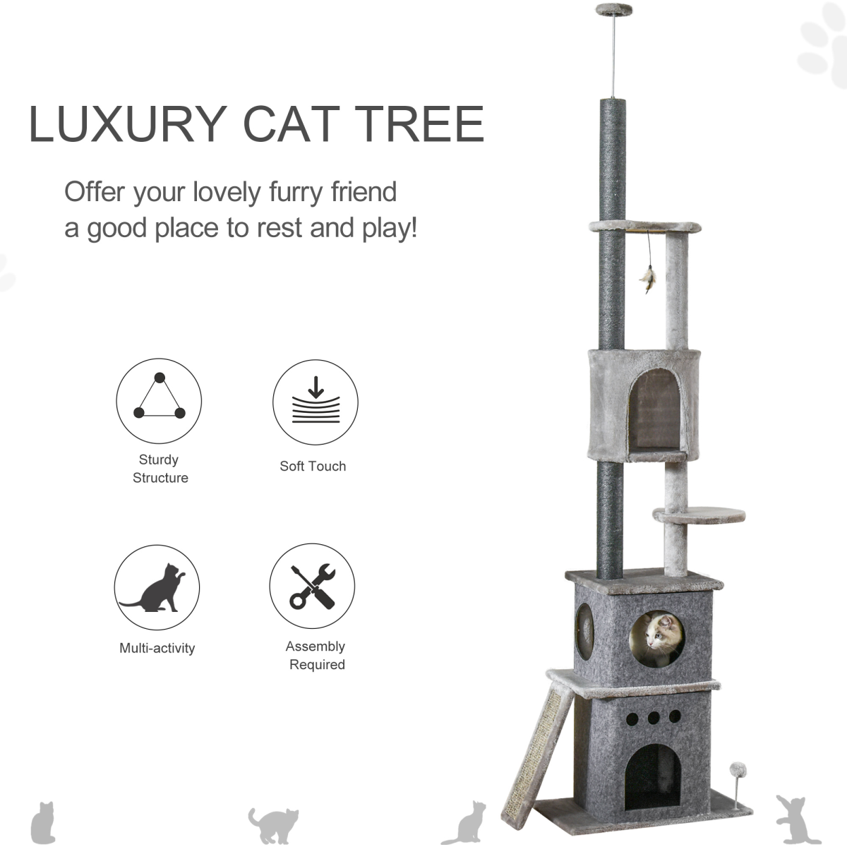Huge Cat Tree Floor to Ceiling Kitten Climbing  Activity Center Multi-level