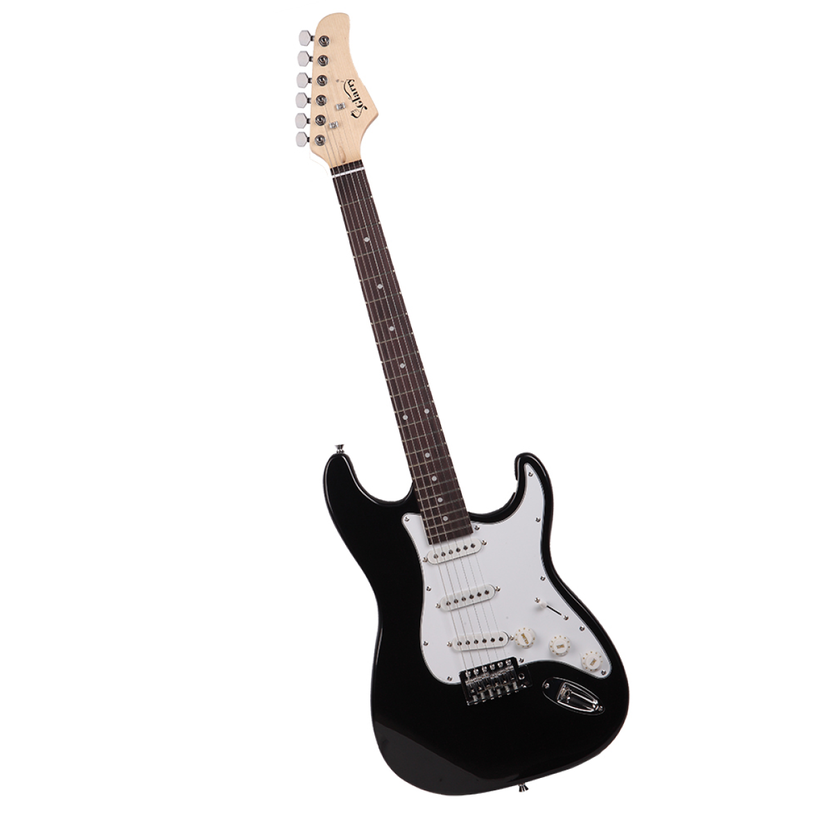 GST Rosewood Fingerboard Electric GuitarBagShoulder Strap Pick Whammy Bar Cord Wrench Tool Black & White