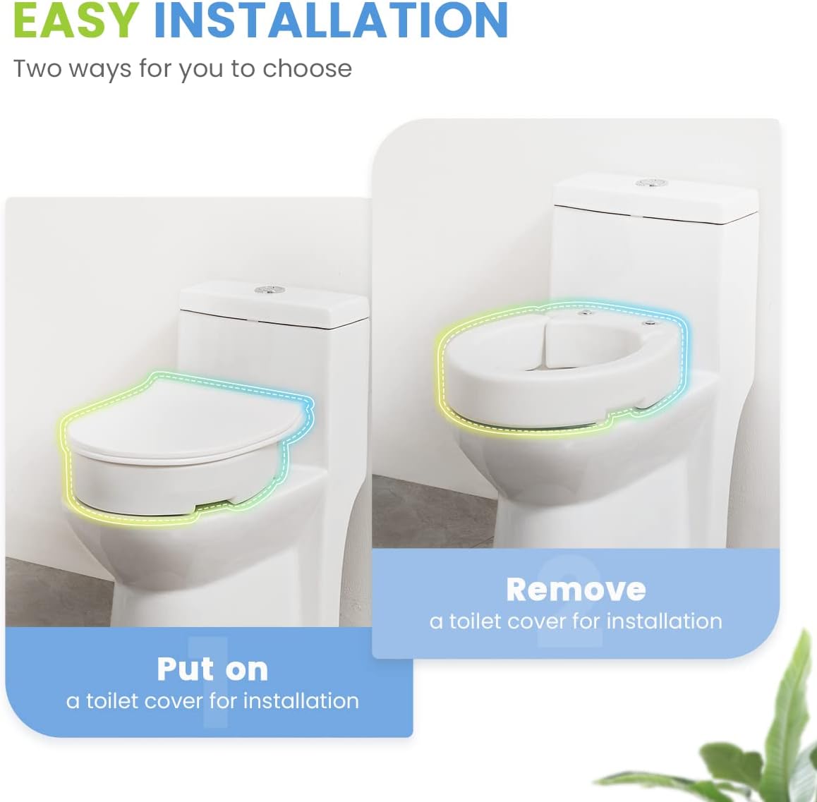 Hinged Toilet Seat Riser Raised Elongated Elevated Seat 10cm OasisSpace