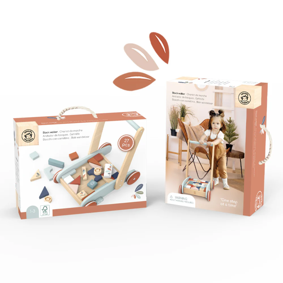 Speedy Monkey Wooden Block Walker w/27 blocks