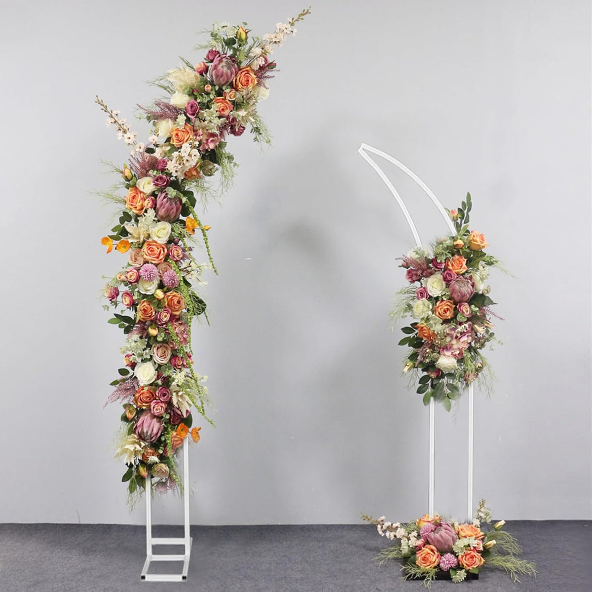 Metal Wedding Backdrop Stand Moon Shape Arch 2.1M 1.8M 2Pcs Maxant