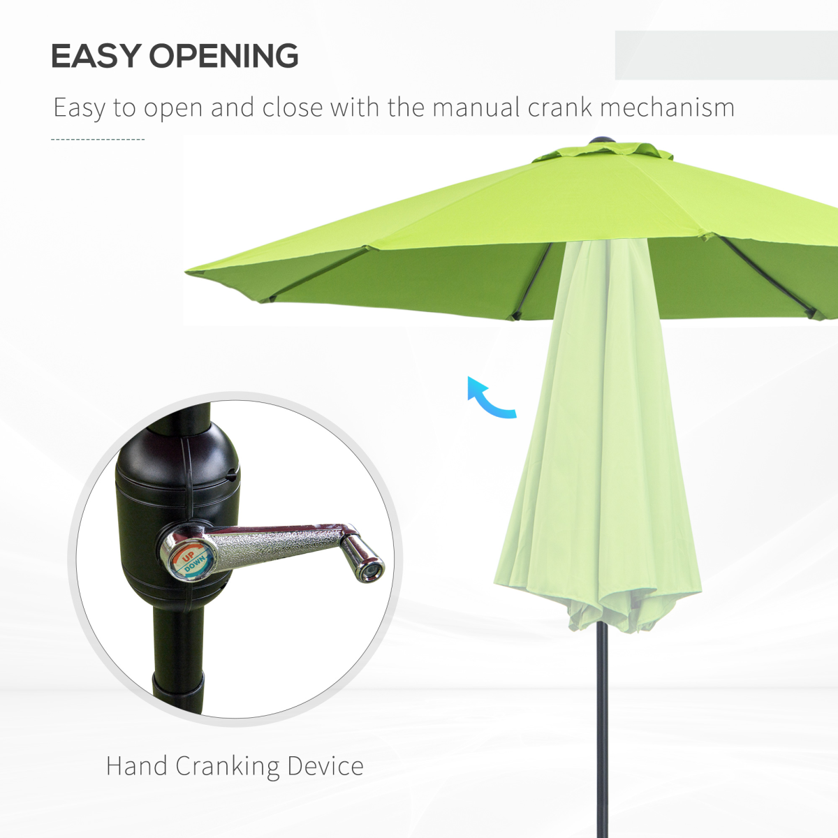 2.7M Patio Sun Umbrella Parasol Tilt Canopy Aluminium Light Green