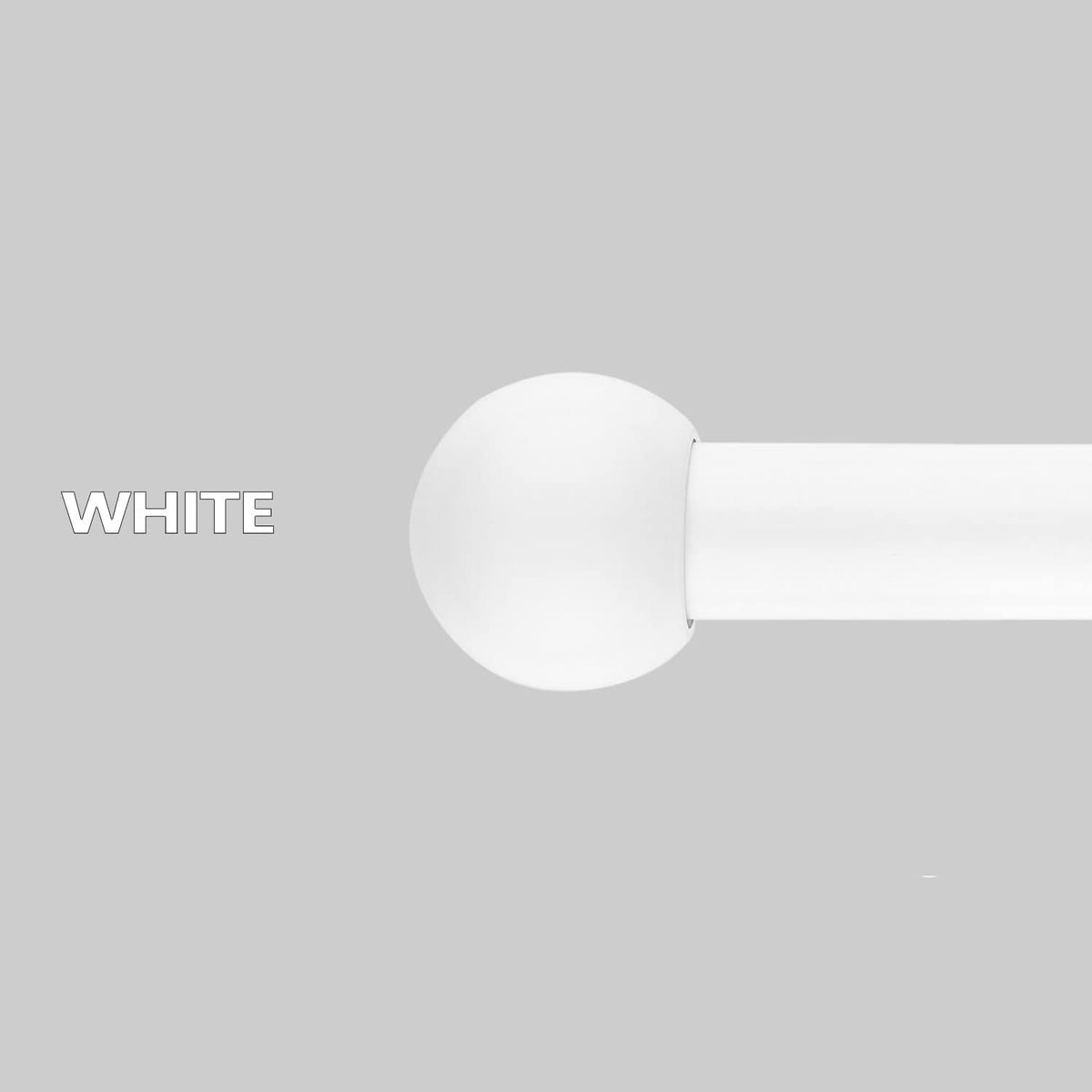 16/19mm Dia 120-210cm Extendable Curtain Pole Set, White, Ball Finials 48-84inch