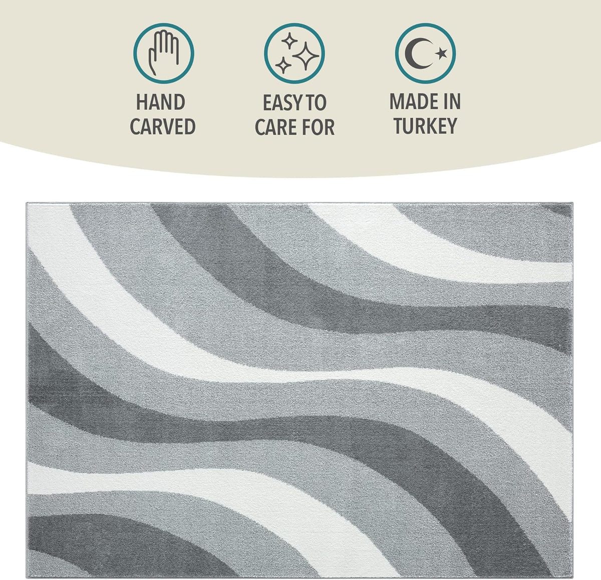 Medium Area Rug 160x230cm Swirl Pattern Vibrant Short Pile Natural