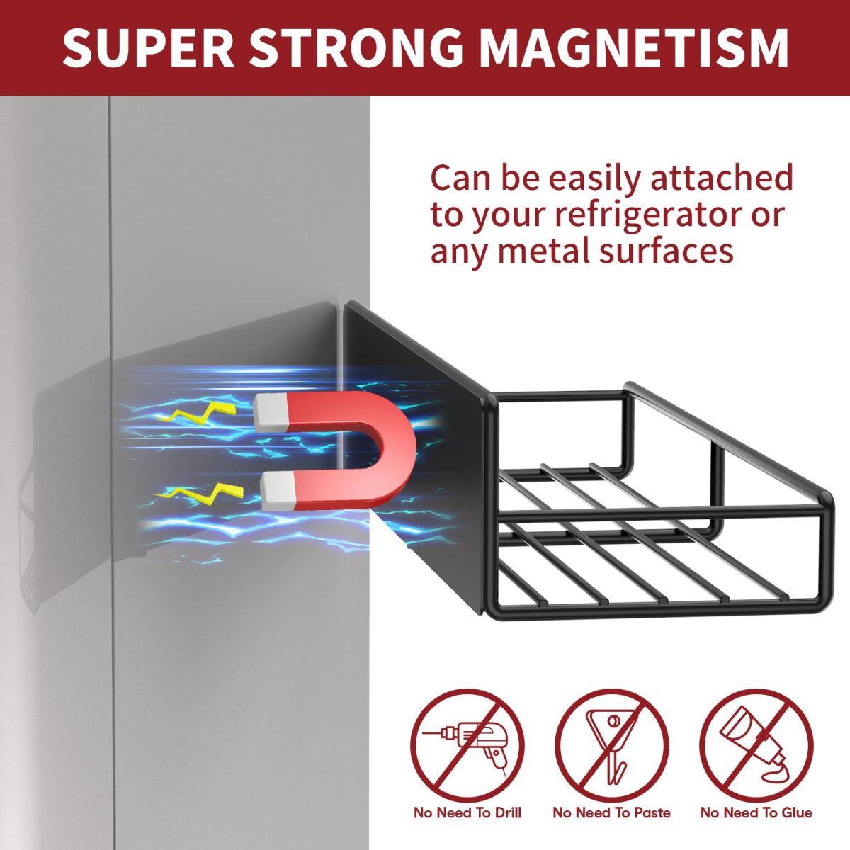 VINSANI 4pc MAGNETIC SPICE RACK METAL SHELF 1010421
