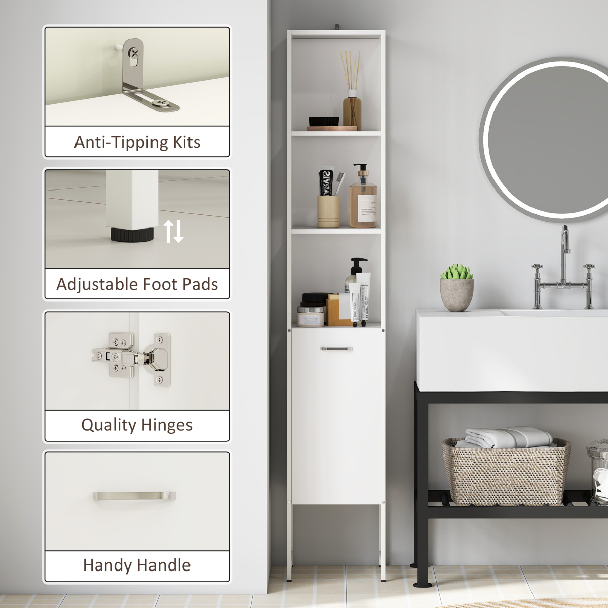Bathroom Storage Cabinet-White