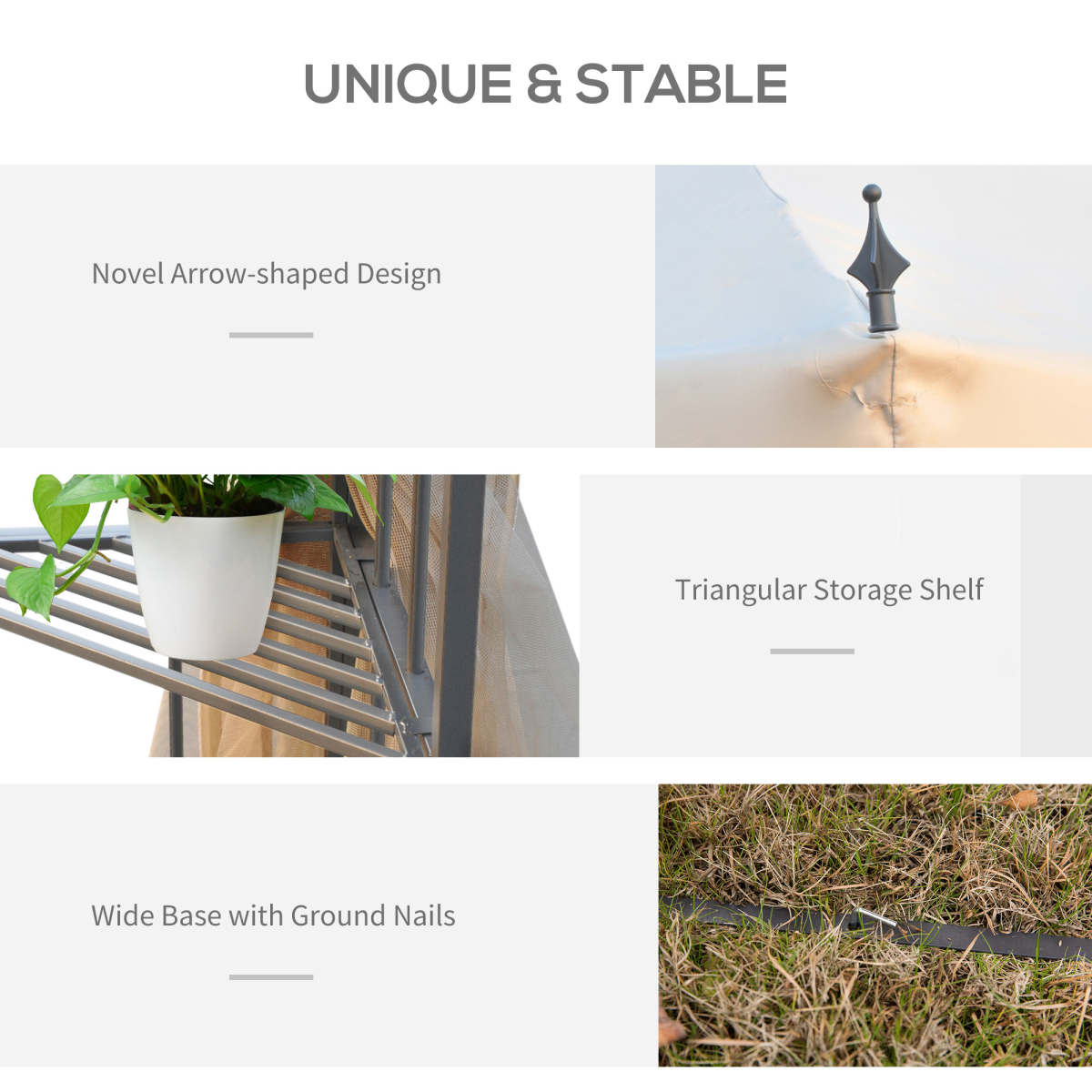 3 x 3(m) Garden Gazebo Double Top Gazebo Canopy Curtains Cream White Outsunny