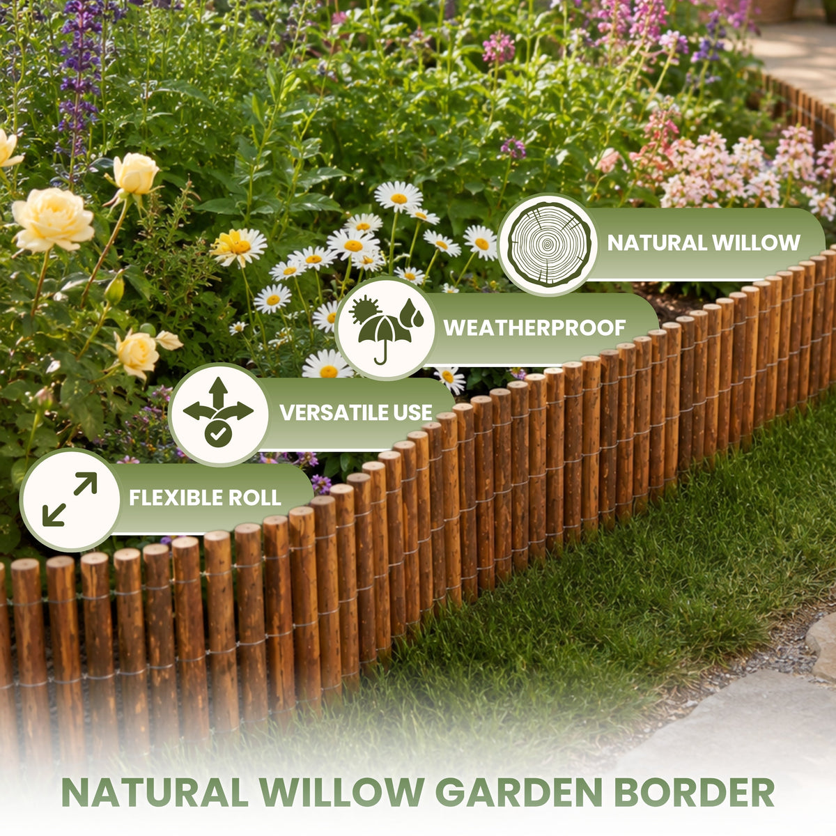 Large Natural Willow Garden Edging Roll