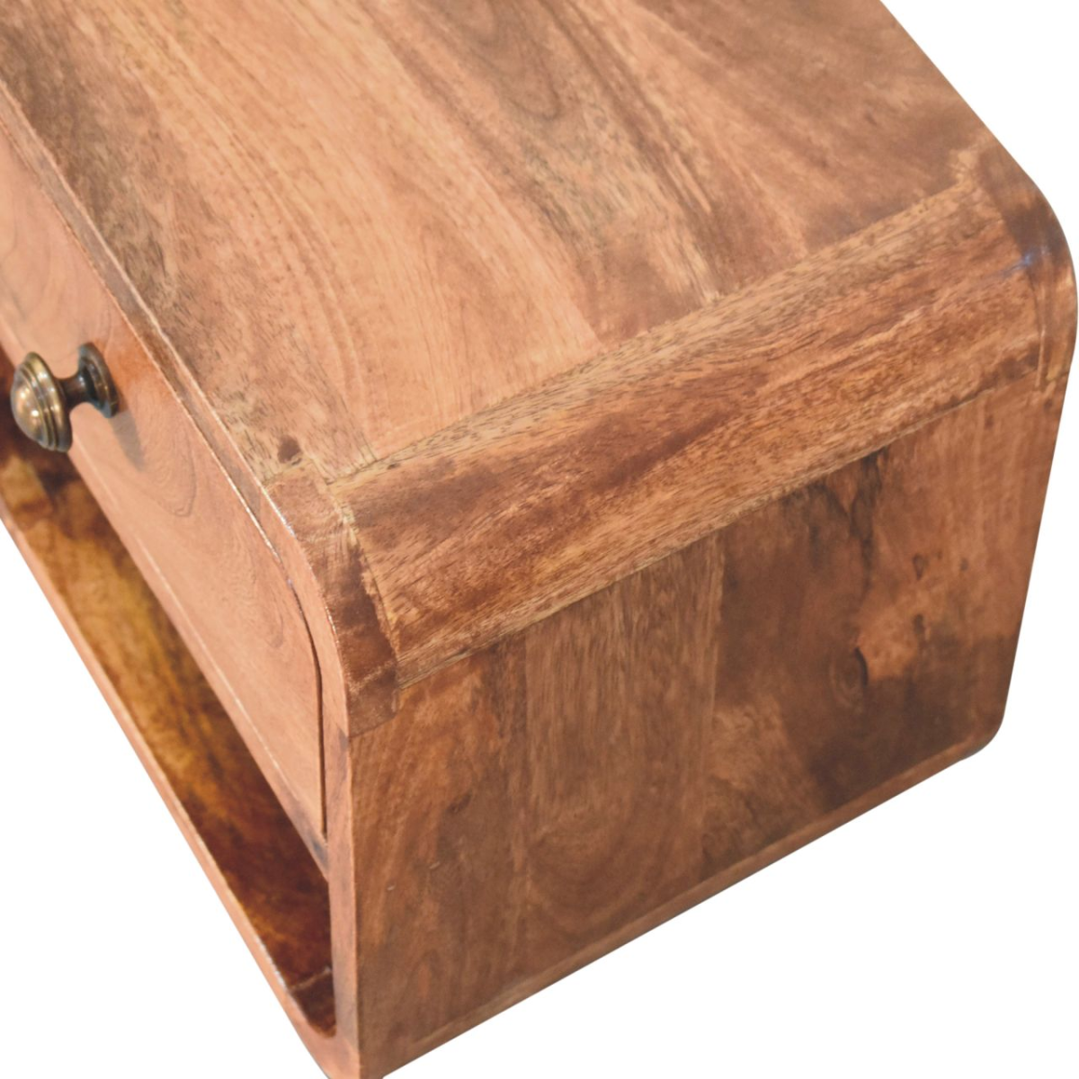 Artisan Furniture Solid Wood Mini Honey Caramel Wall Mounted Bedside with Open Slot, Light Brown, 1 Drawer and 1 Shelf