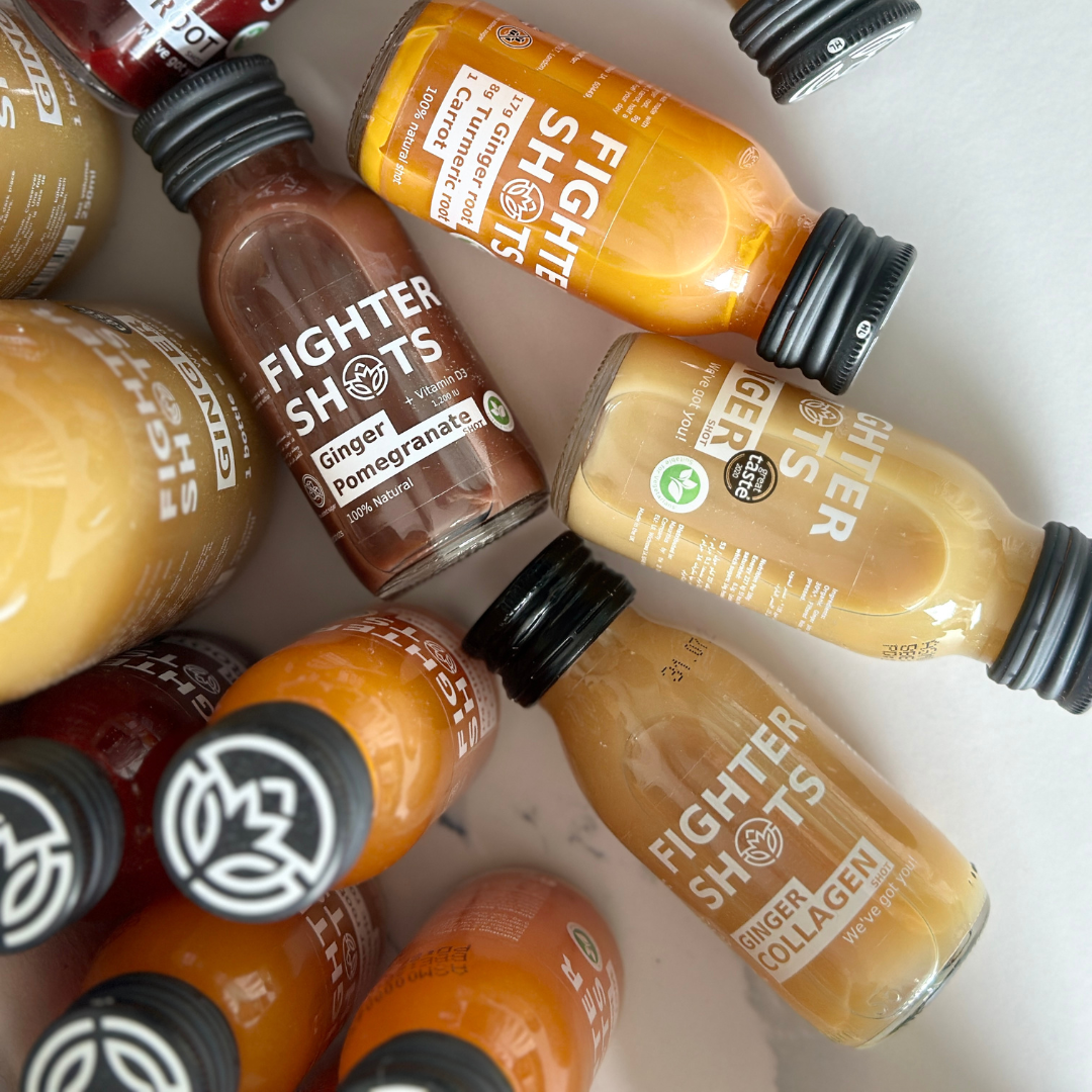 Fighter Shots Ginger + Marine Collagen Shot | 3,000mg Hydrolysed Collagen | 60ml | Single, 6-Pack or 12-Pack