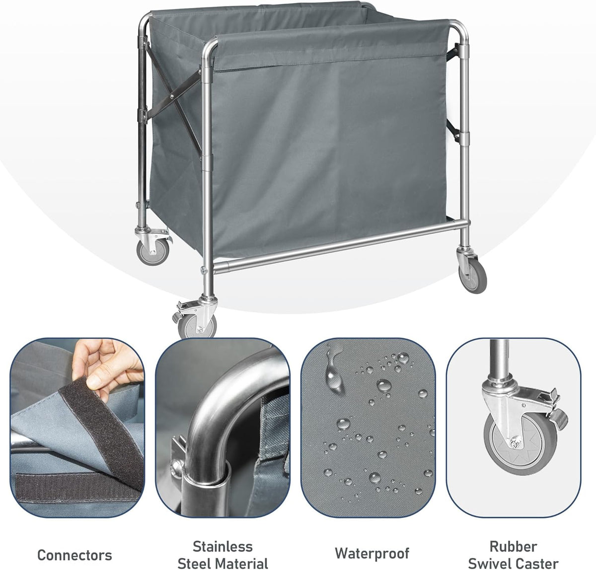 Large Folding Laundry Trolley 350L Heavy Duty Cart on Wheels Nisorpa