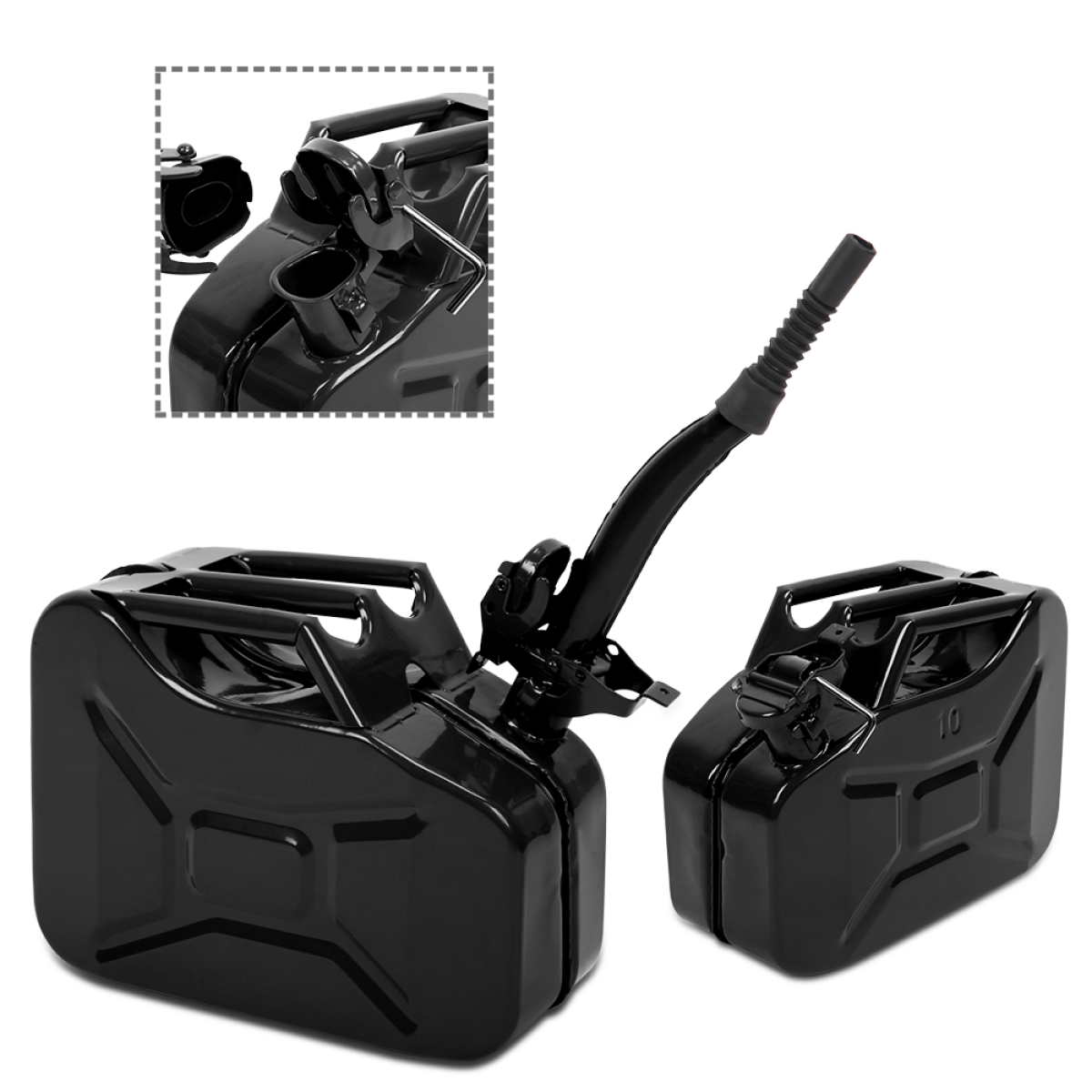 1PC 10L Black Iron Oil Can with 0.8mm Spout, Heavy-Duty Metal Lubricant Dispenser