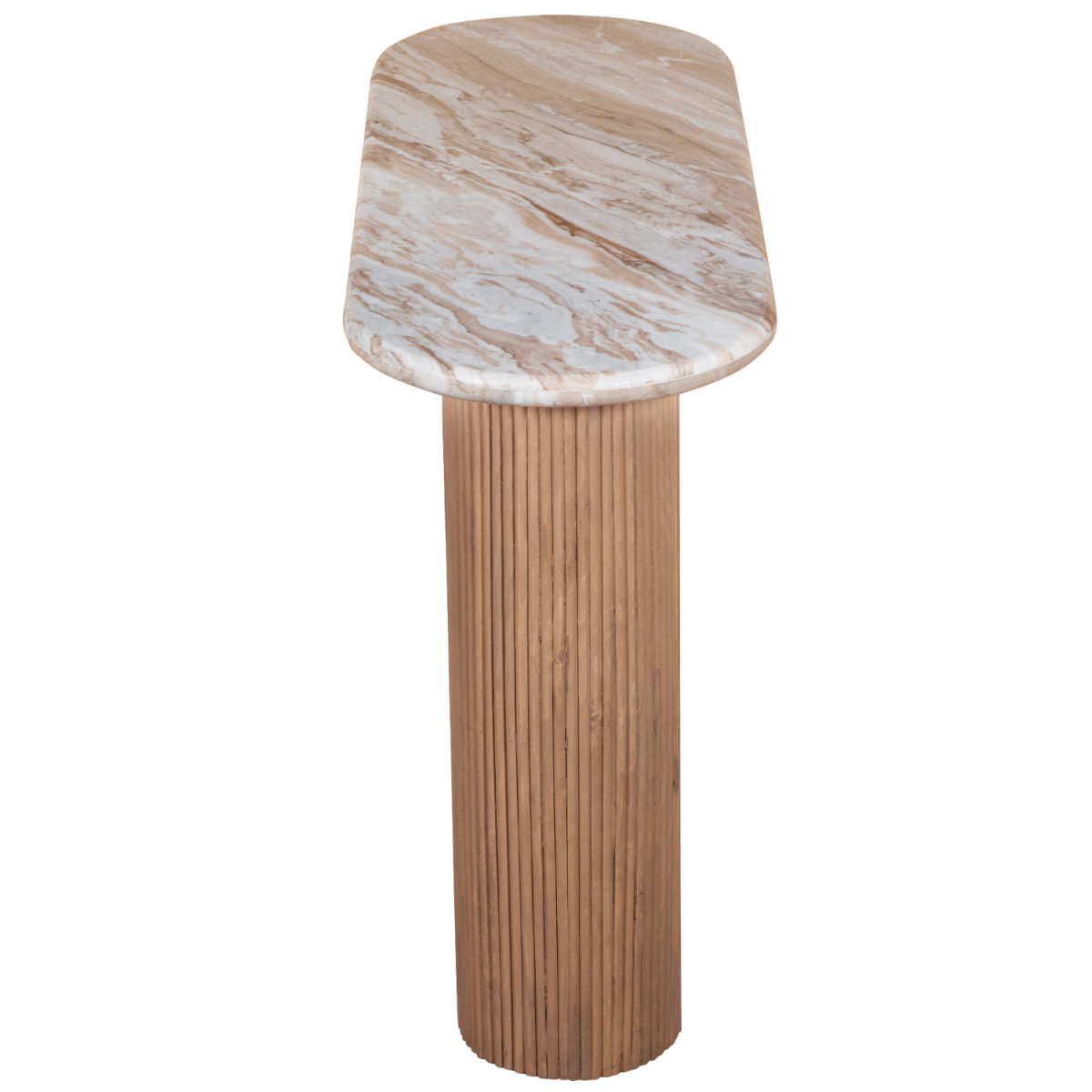 Ashford Natural Marble & Wood Pedestal Console Table