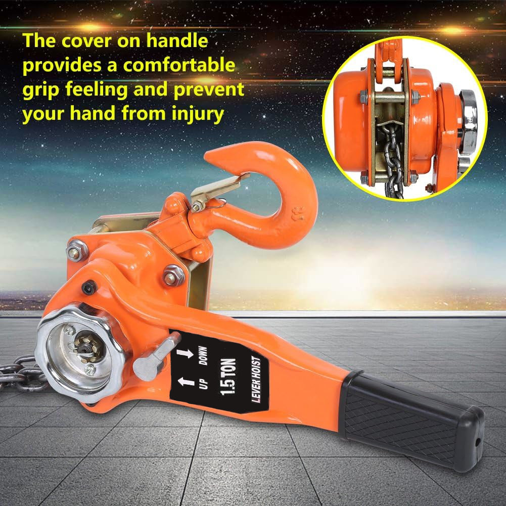 1.5T Hand Chain Hoist Galvanised Steel Pulley 360 Degree Hook Brake System