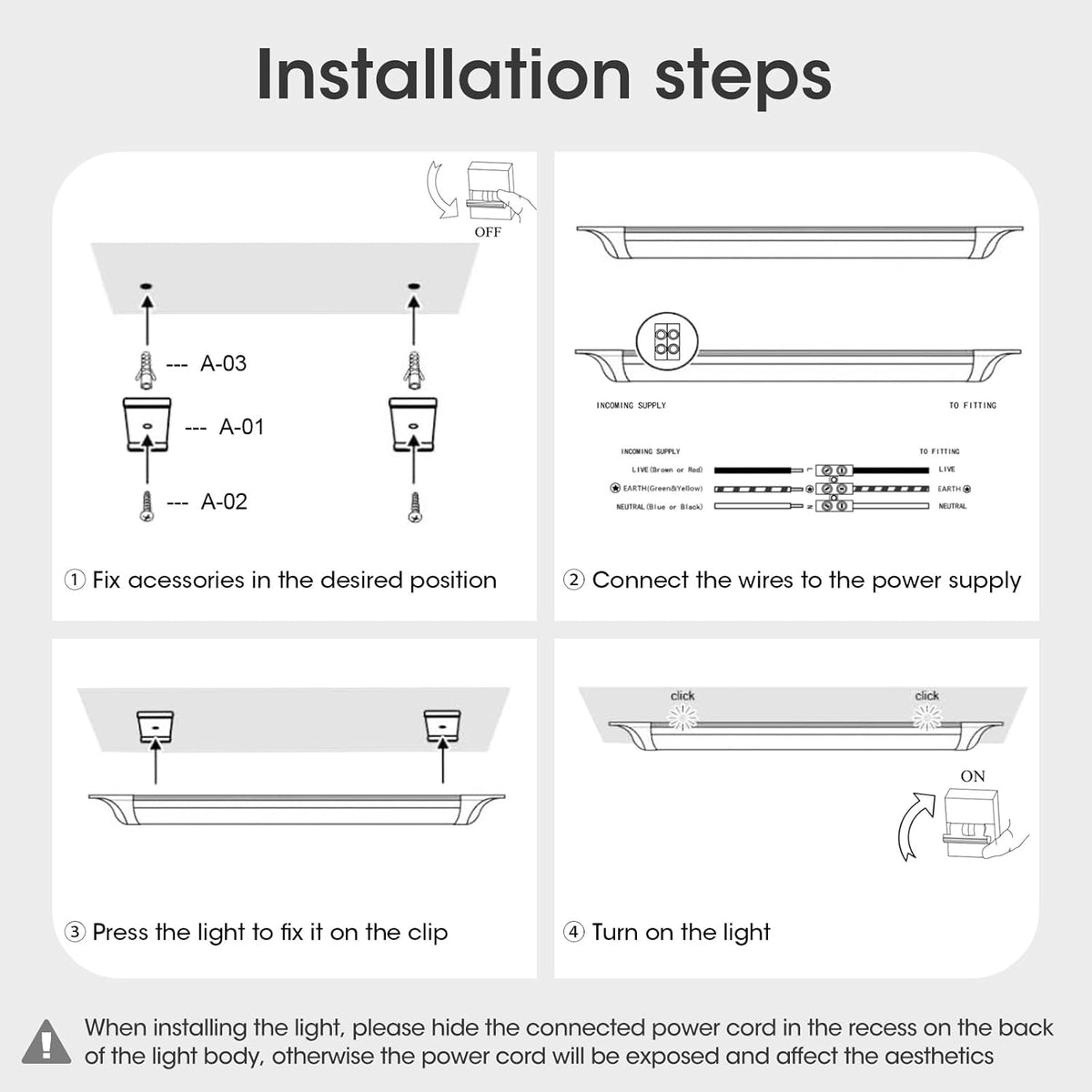 HUMIGA 4FT LED Batten Light 40W Neutral White 4000K Slim Fitting, 2 Pack