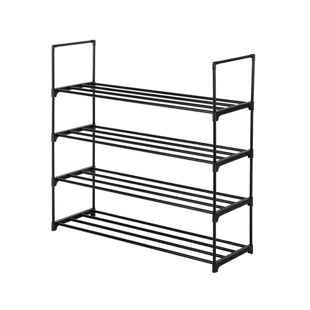 4 Tiers Shoe Rack Shoe Tower Shelf Storage Organizer For Bedroom, Entryway, Hallway, and Closet Black Color