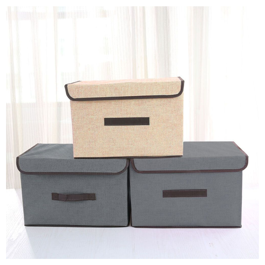 2 IN 1 Foldable Square Fabric Canvas Storage Boxes Portable Drawer With Lid UK