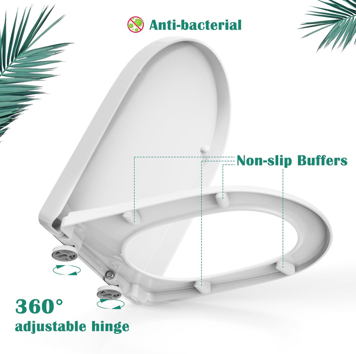 STOREMIC Soft Close Toilet Seat D Shape, White, Quick Release, PP Material