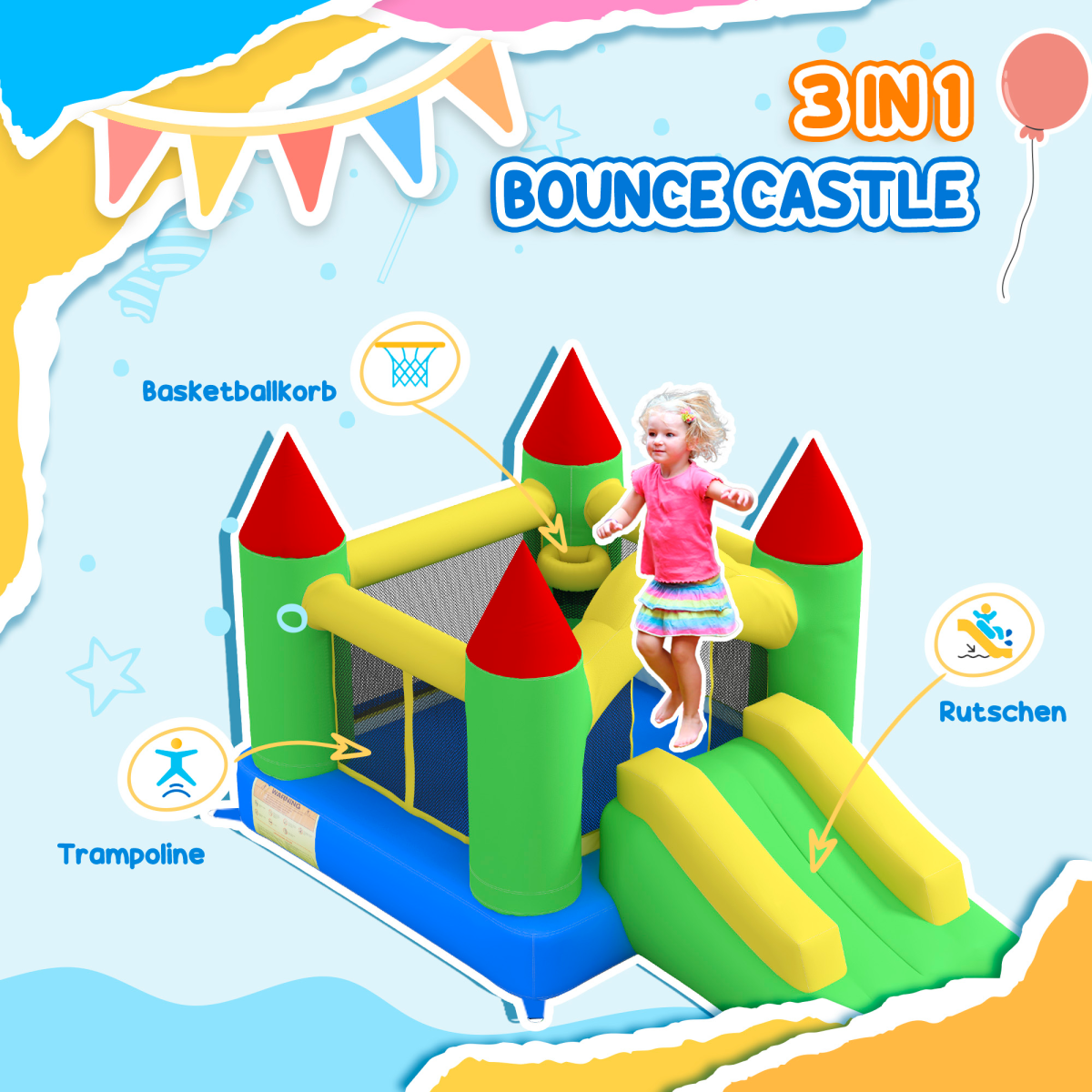Premium Bouncy Castle with Slide - Durable Inflatable Jumper for Kids - HOMCOM