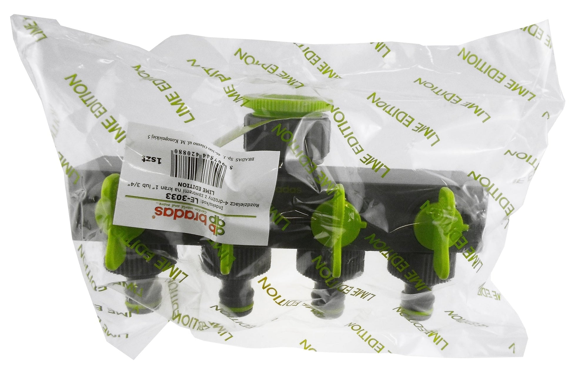 4-Way Splitter with Valves Lime