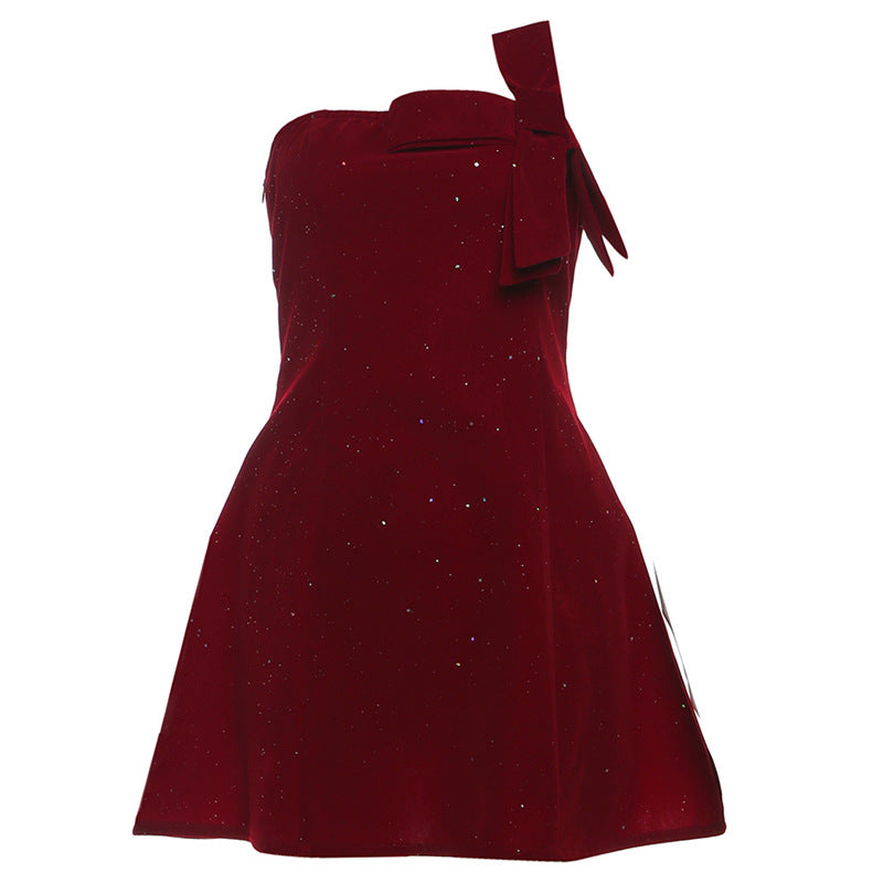 Elegant Solid-color Strapless Dress